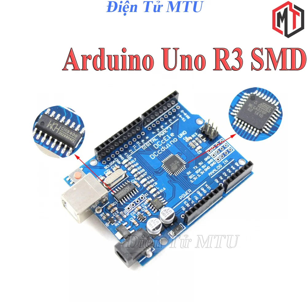 Mạch Arduino Uno R3 ATmega328P CH340 (SMD - Chip Dán) - Có Tặng Kèm Cáp