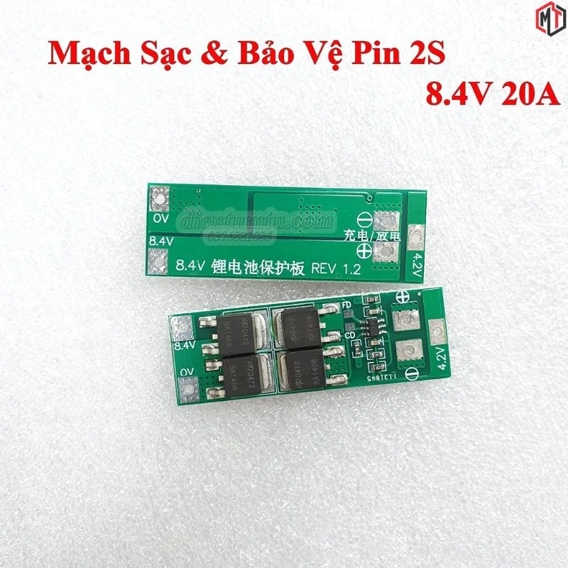 Mạch 2S 7.2V - 8.4V 20A, Sạc và Vảo Vệ Pin Li-ion - Lithium - 18650