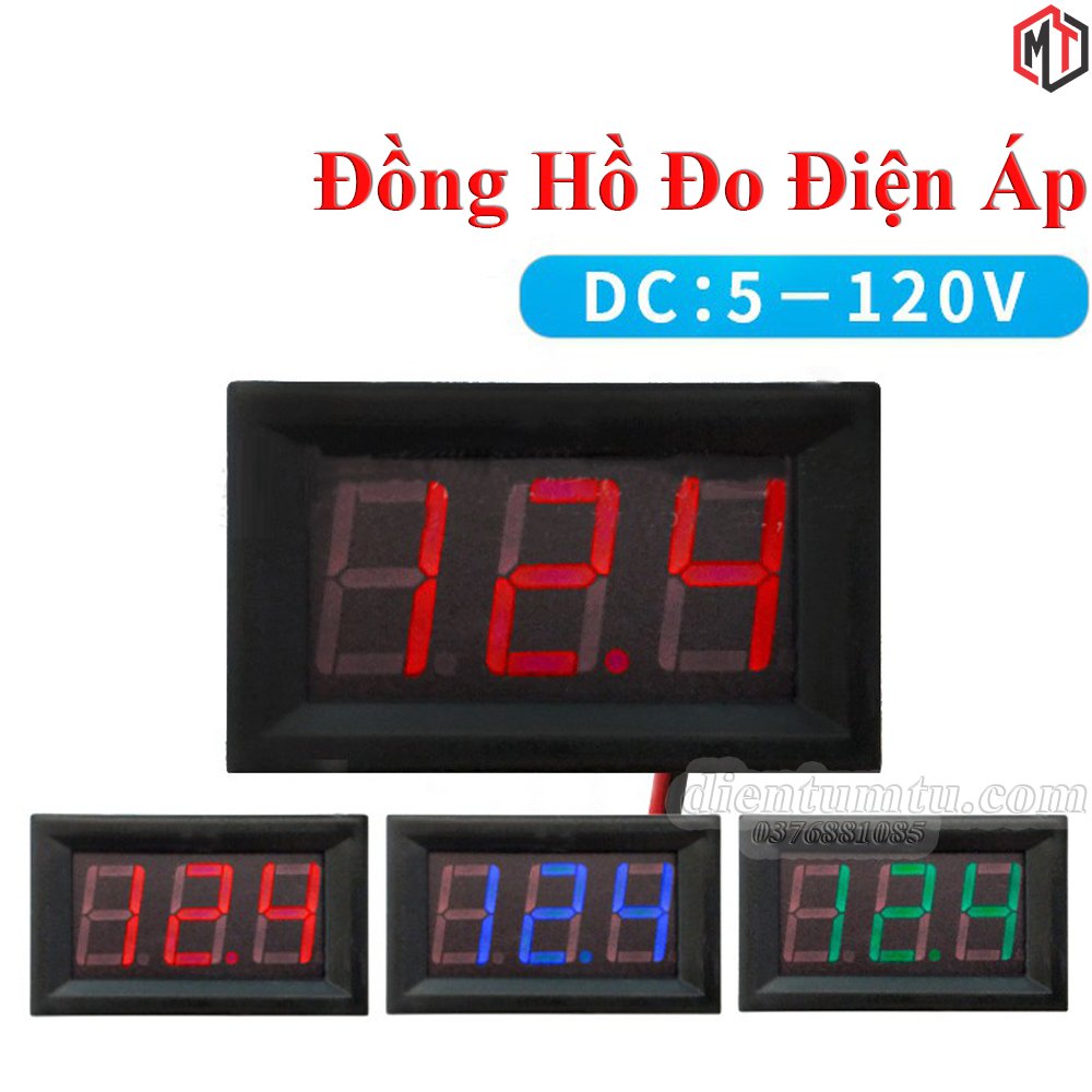 Đồng Hồ Led Đo Điện Áp - Đo Volt - Vôn kế điện tử 0.56 inch - DC 5-120V