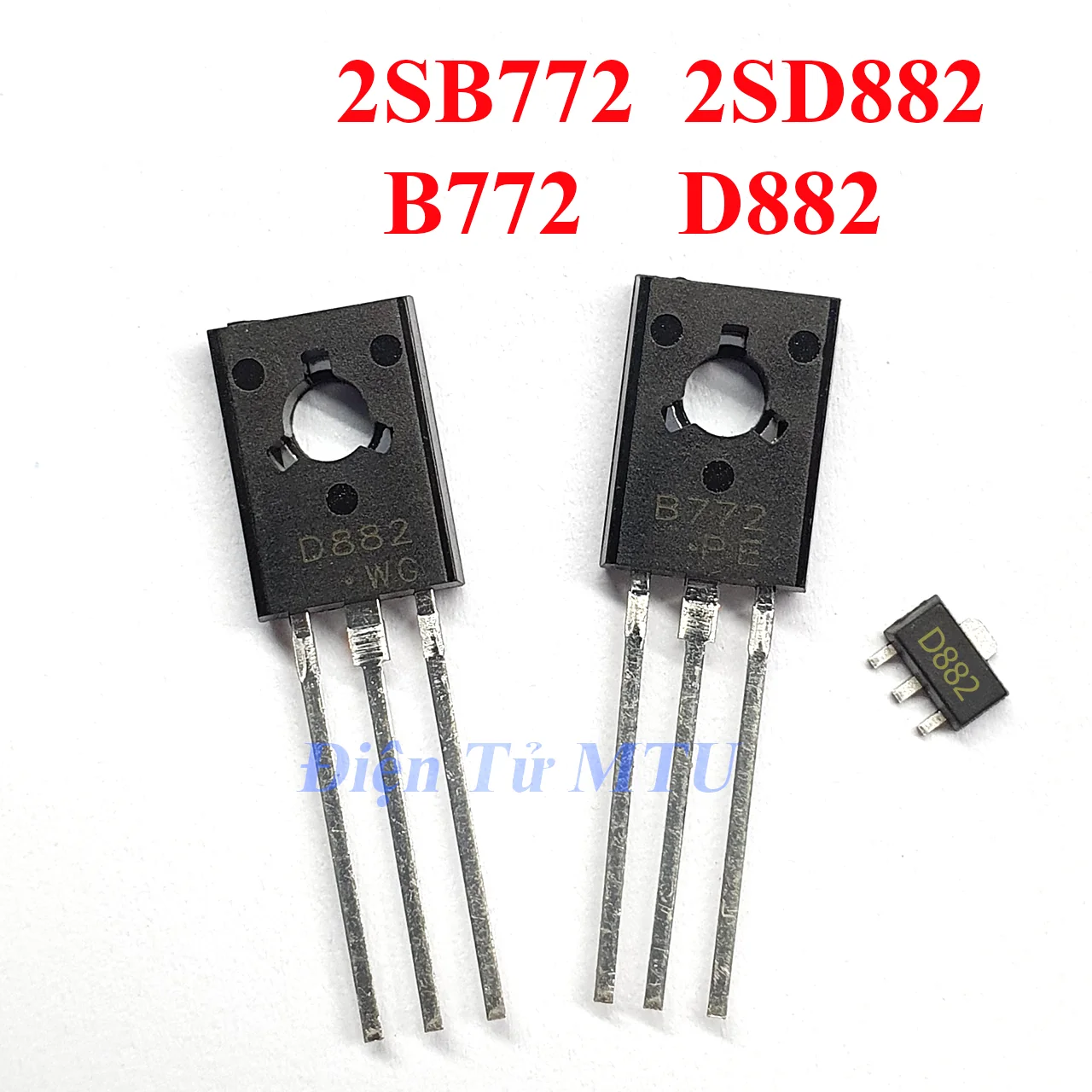 Transistor B772 - TO126 PNP 3A/40V và D882 NPN - TO126 , SOT-89 - 2SB772 2SD882